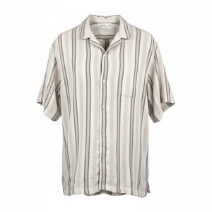 Abercrombie Fitch sz XXL Summer Linen Blend Striped Button Shirt coastal beach